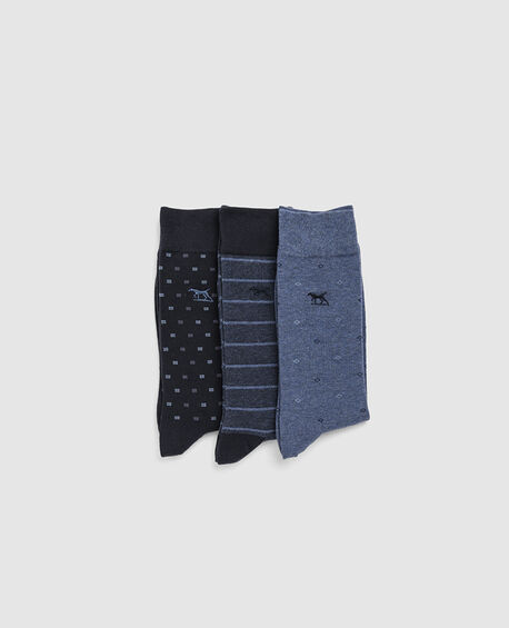 Seacliff Multi Sock 3 Pack, BLUE MULTI